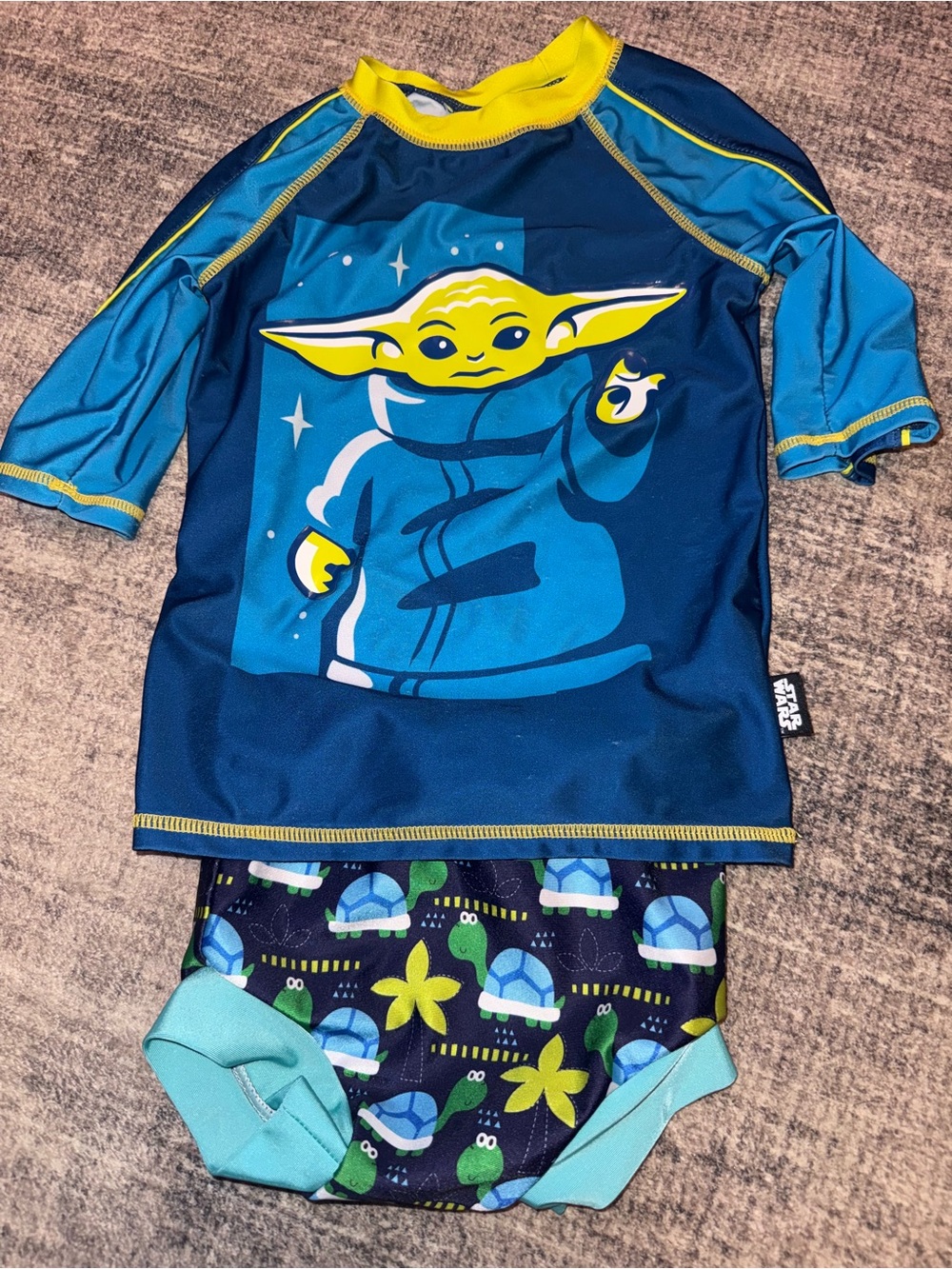 Star Wars Baby Yoda Blue & Yellow Rash Guard Set